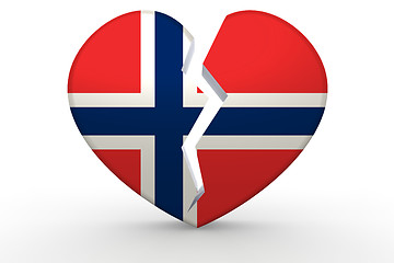 Image showing Broken white heart shape with Norway flag