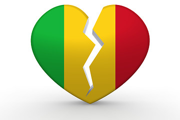 Image showing Broken white heart shape with Mali flag