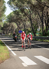 Image showing Grosseto, Italy - May 09, 2014: The disabled cyclist with the bike during the sporting event