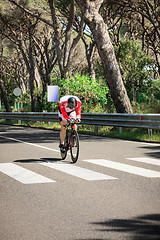 Image showing Grosseto, Italy - May 09, 2014: The disabled cyclist with the bike during the sporting event