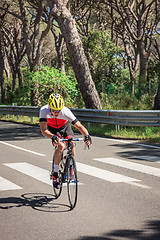 Image showing Grosseto, Italy - May 09, 2014: The disabled cyclist with the bike during the sporting event