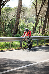 Image showing Grosseto, Italy - May 09, 2014: The cyclist without feet with the bike during the sporting event