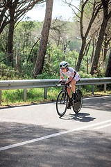 Image showing Grosseto, Italy - May 09, 2014: The disabled cyclist with the bike during the sporting event