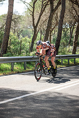 Image showing Grosseto, Italy - May 09, 2014: The disabled cyclist with the bike during the sporting event