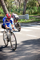 Image showing Grosseto, Italy - May 09, 2014: The cyclist without feet with the bike during the sporting event