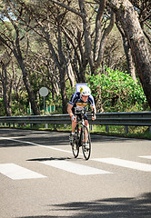 Image showing Grosseto, Italy - May 09, 2014: The disabled cyclist with the bike during the sporting event