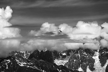 Image showing High Mountains covered with clouds