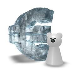 Image showing ice euro symbol and white bear pawn - 3d rendering