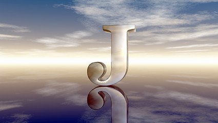 Image showing metal uppercase letter j under cloudy sky - 3d rendering