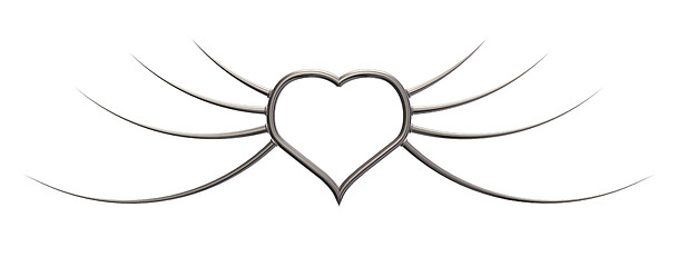 Image showing metal heart with prickle wings - 3d illustration