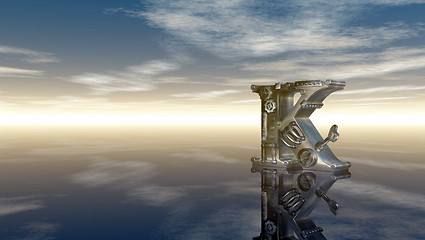 Image showing machine letter k under cloudy sky - 3d illustration