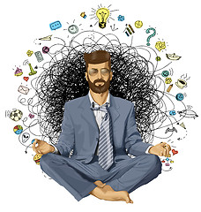 Image showing Businessman Hipster in Lotus Pose Meditating ORIGINAL-
