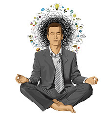 Image showing Vector Businessman in Lotus Pose Meditating