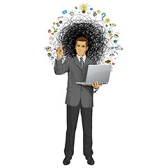 Image showing Vector Business Man Shows Something With Finger