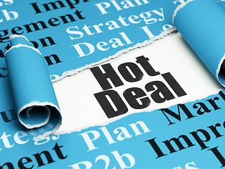 Image showing Business concept: black text Hot Deal under the piece of  torn paper