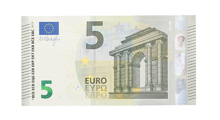 Image showing Close-up of a 5 euro bank note