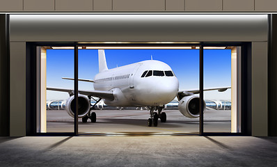 Image showing plane expects tourists at airport 