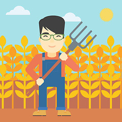 Image showing Farmer with pitchfork vector illustration.