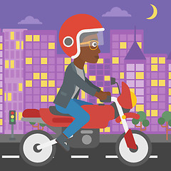 Image showing Woman riding motorcycle vector illustration.