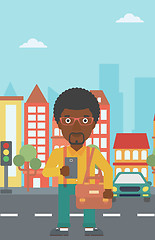 Image showing Man using smartphone vector illustration.