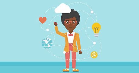 Image showing Business woman and cloud computing.