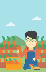 Image showing Farmer collecting carrots vector illustration.