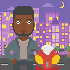 Image showing Man in biker helmet vector illustration.