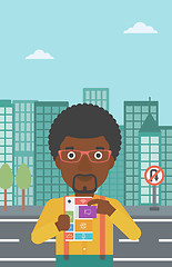 Image showing Man with modular phone vector illustration.