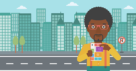 Image showing Man with modular phone vector illustration.