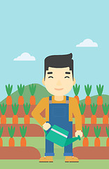 Image showing Farmer with watering can vector illustration.