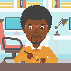 Image showing Man using three D pen vector illustration.