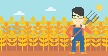 Image showing Farmer with pitchfork vector illustration.