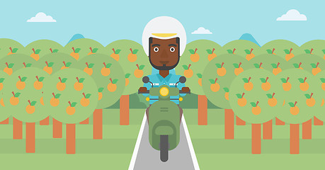 Image showing Man riding scooter vector illustration.