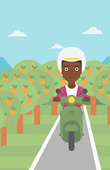 Image showing Woman riding scooter vector illustration.