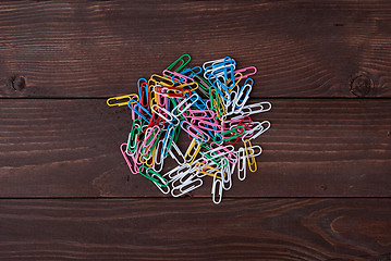 Image showing School supplies on a wooden table