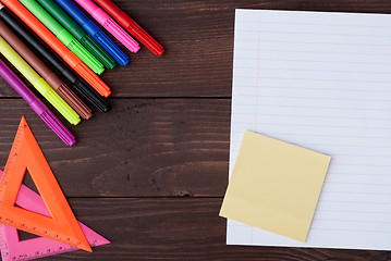 Image showing School stationery with notebook copyspace