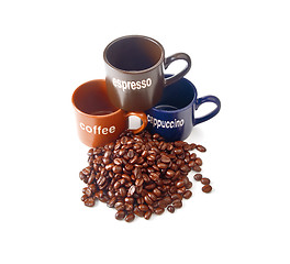 Image showing coffee cups with coffee beans