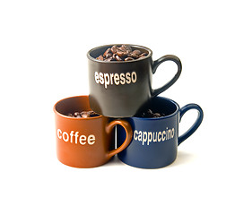 Image showing coffee cups with coffee beans