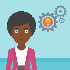 Image showing Woman with bulb and gears vector illustration.