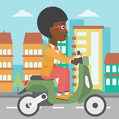 Image showing Woman riding scooter vector illustration.