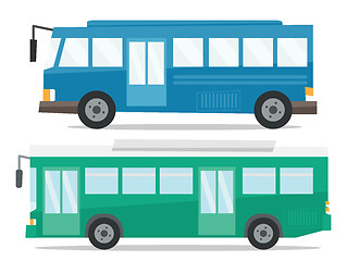 Image showing Side view of two city buses vector illustration.