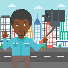 Image showing Man making selfie vector illustration.