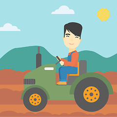 Image showing Farmer driving tractor vector illustration.