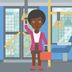 Image showing Woman traveling by public transport.