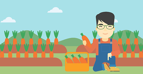 Image showing Farmer collecting carrots vector illustration.