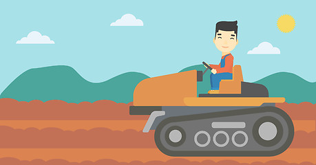 Image showing Farmer driving tractor vector illustration.