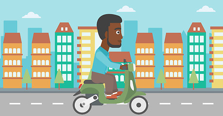 Image showing Man riding scooter vector illustration.