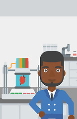 Image showing Man with three D printer vector illustration.