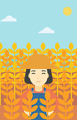 Image showing Farmer in wheat field vector illustration.