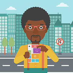 Image showing Man with modular phone vector illustration.